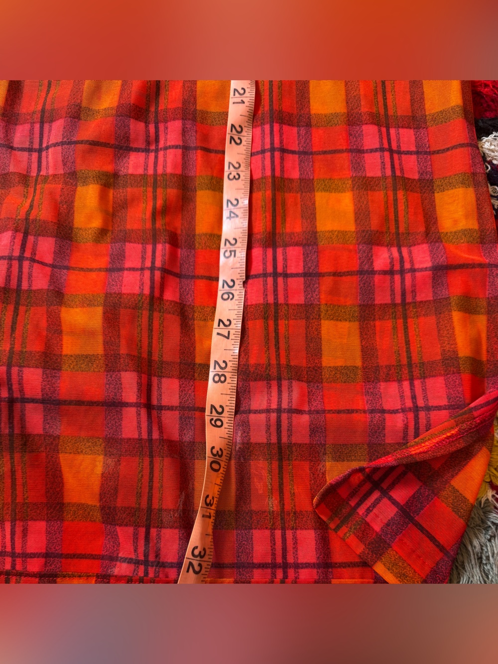 Y2K Vintage Liz Claiborne Sheer Mesh Orange Plaid Mini Dress Sz M - Picture 8 of 8